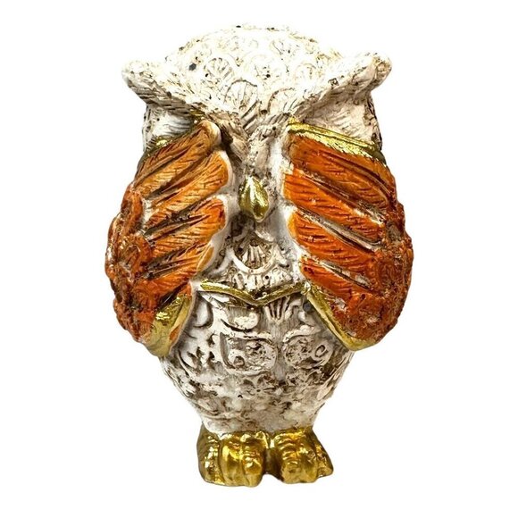 Decorative Owl Figurines Set - Orange and Gold - Picture 8 of 10